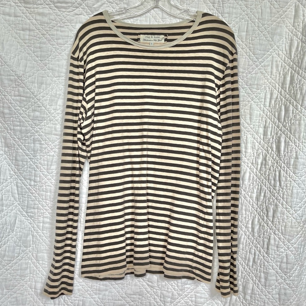 RAG & BONE SRTIPED IVORY AND GREY TOP